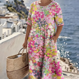 Elena™ | Elegantes geblümtes Sommerkleid in Midi-Länge