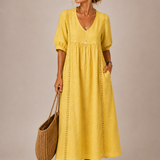 Lina – Leichtes Midikleid mit V-Ausschnitt