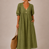 Lina – Leichtes Midikleid mit V-Ausschnitt