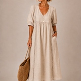 Lina – Leichtes Midikleid mit V-Ausschnitt